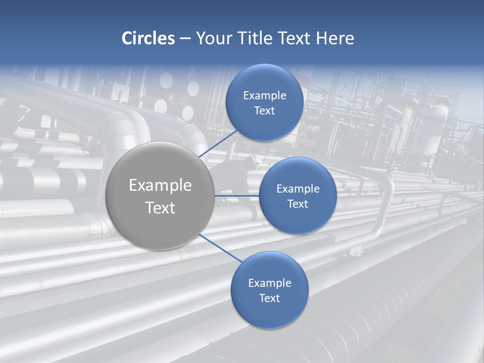 Giant Pipelines Leading To Oil-Refinery, Engineer Working With Main-Pipes PowerPoint Template