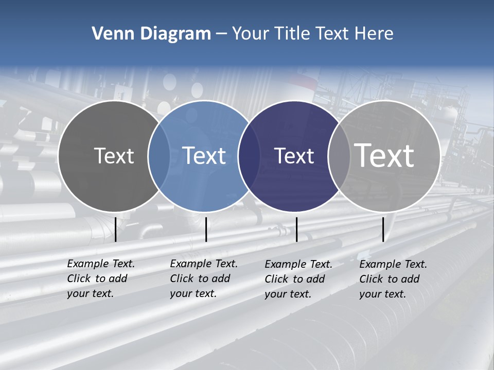 Giant Pipelines Leading To Oil-Refinery, Engineer Working With Main-Pipes PowerPoint Template