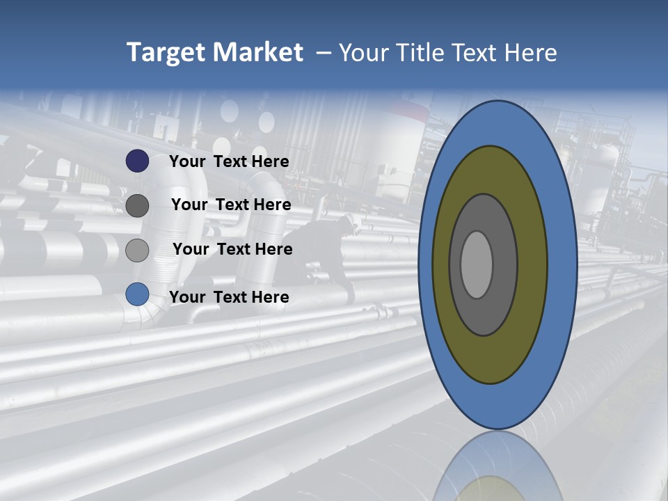 Giant Pipelines Leading To Oil-Refinery, Engineer Working With Main-Pipes PowerPoint Template