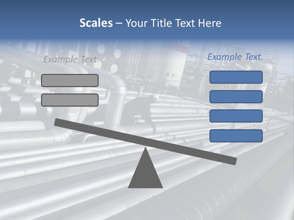 Giant Pipelines Leading To Oil-Refinery, Engineer Working With Main-Pipes PowerPoint Template