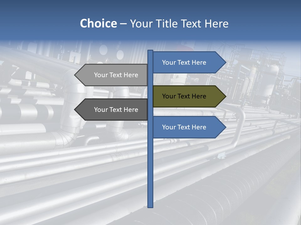 Giant Pipelines Leading To Oil-Refinery, Engineer Working With Main-Pipes PowerPoint Template