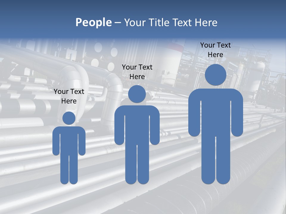 Giant Pipelines Leading To Oil-Refinery, Engineer Working With Main-Pipes PowerPoint Template