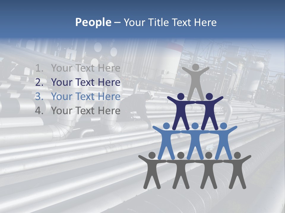 Giant Pipelines Leading To Oil-Refinery, Engineer Working With Main-Pipes PowerPoint Template