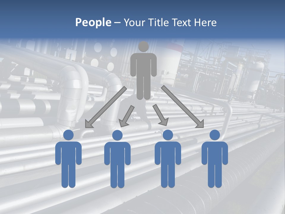 Giant Pipelines Leading To Oil-Refinery, Engineer Working With Main-Pipes PowerPoint Template