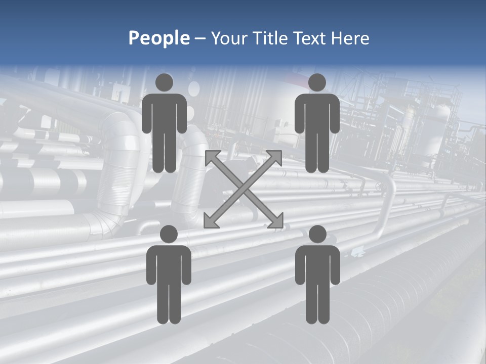 Giant Pipelines Leading To Oil-Refinery, Engineer Working With Main-Pipes PowerPoint Template