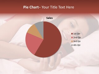 Teenage Girl Lying In Bed Texting PowerPoint Template