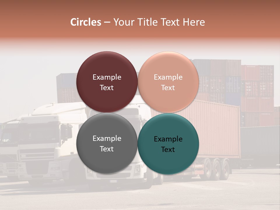 Trucks And Freight Containers In A Logistic Centre PowerPoint Template