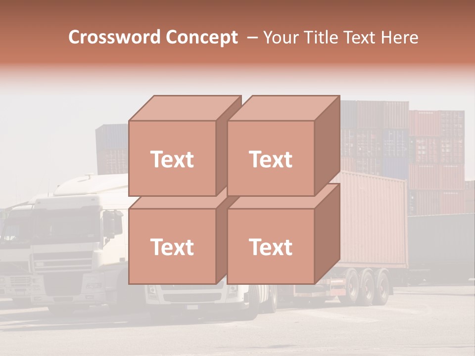 Trucks And Freight Containers In A Logistic Centre PowerPoint Template