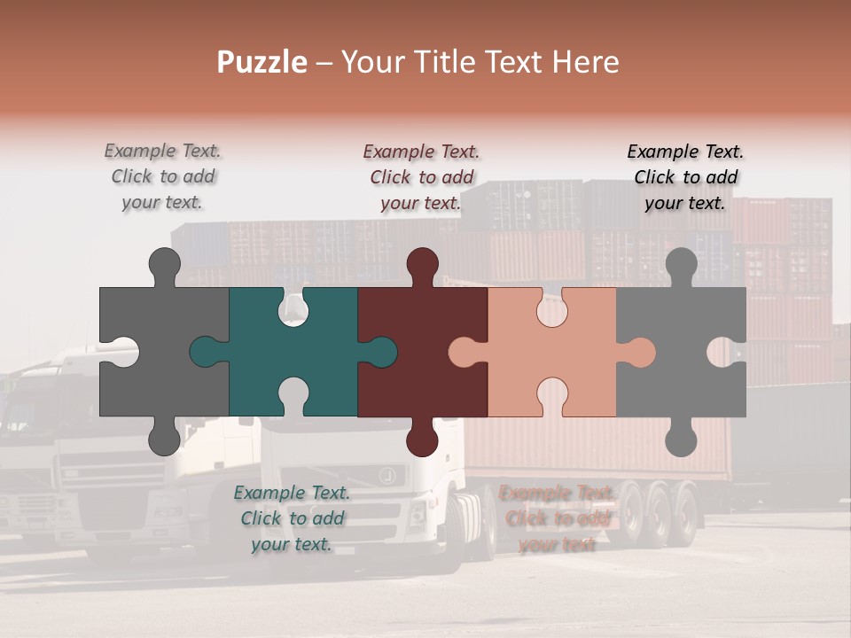 Trucks And Freight Containers In A Logistic Centre PowerPoint Template
