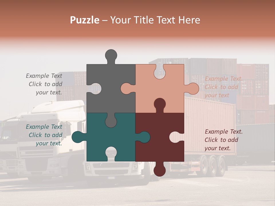 Trucks And Freight Containers In A Logistic Centre PowerPoint Template