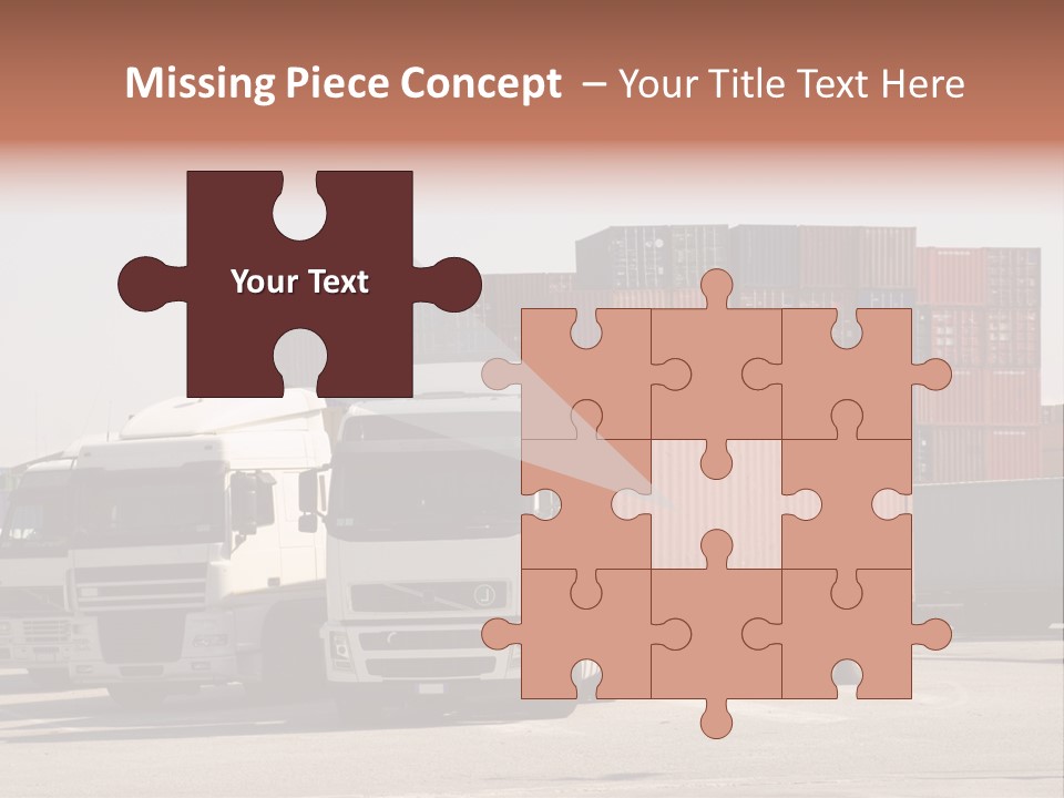 Trucks And Freight Containers In A Logistic Centre PowerPoint Template