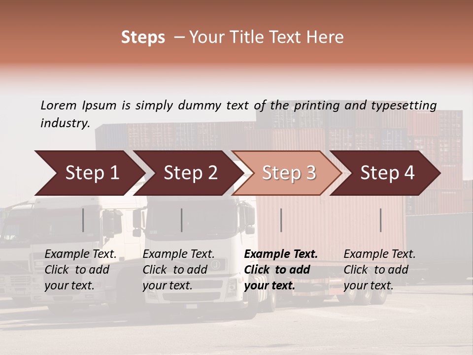 Trucks And Freight Containers In A Logistic Centre PowerPoint Template