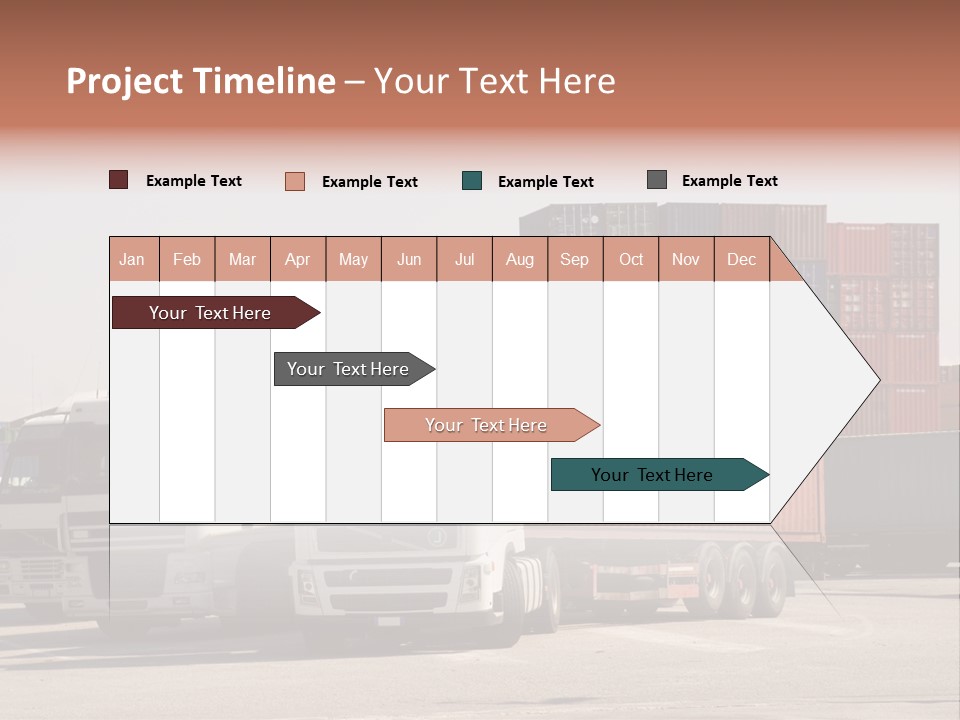 Trucks And Freight Containers In A Logistic Centre PowerPoint Template