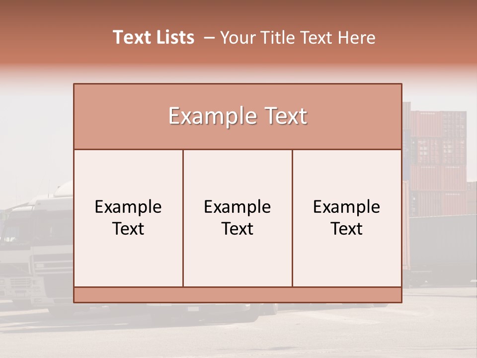 Trucks And Freight Containers In A Logistic Centre PowerPoint Template