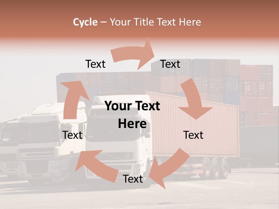 Trucks And Freight Containers In A Logistic Centre PowerPoint Template