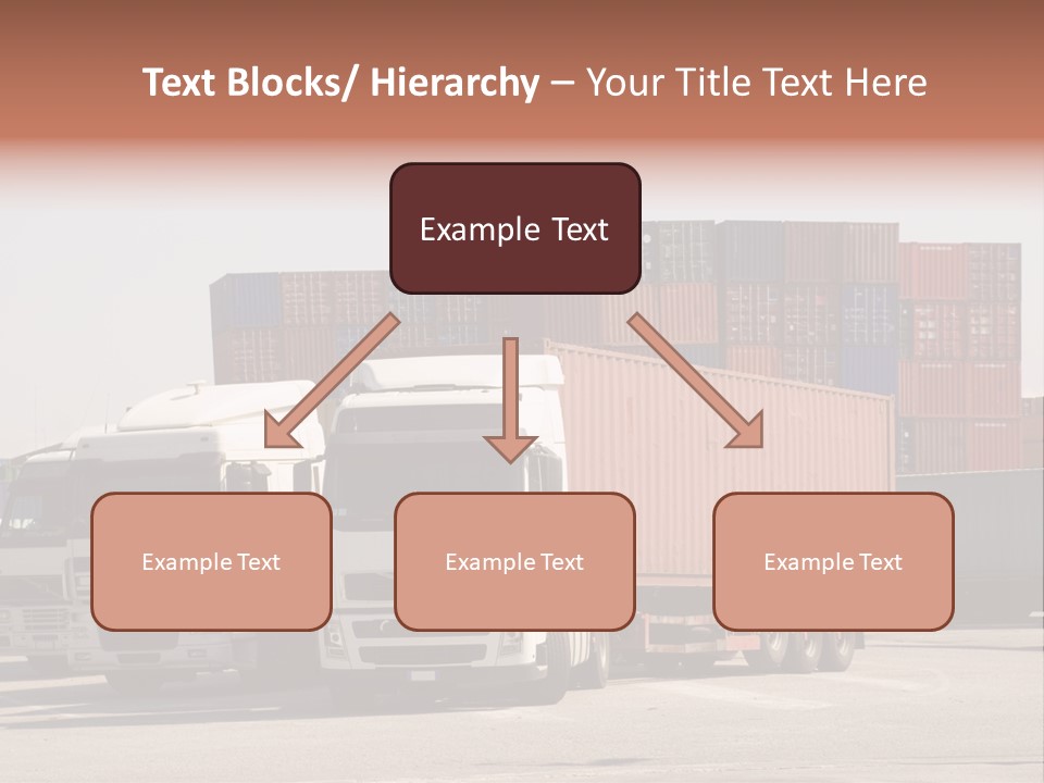 Trucks And Freight Containers In A Logistic Centre PowerPoint Template