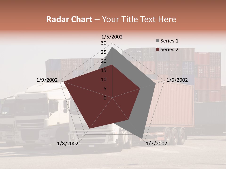 Trucks And Freight Containers In A Logistic Centre PowerPoint Template