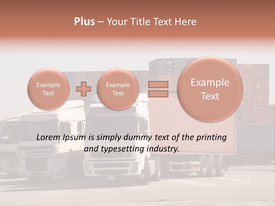 Trucks And Freight Containers In A Logistic Centre PowerPoint Template