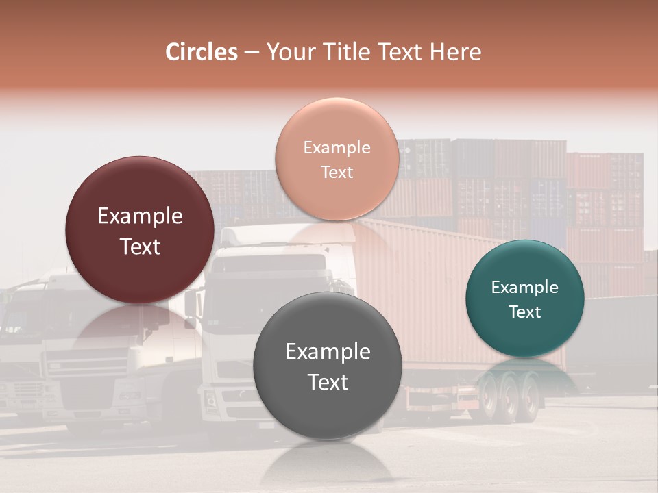 Trucks And Freight Containers In A Logistic Centre PowerPoint Template