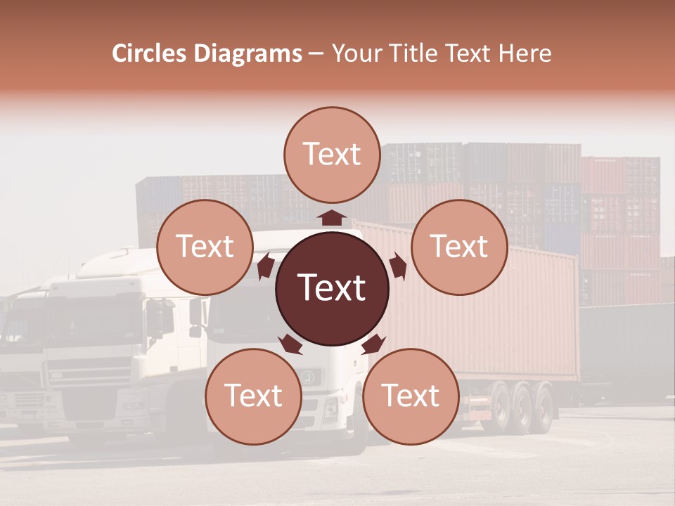 Trucks And Freight Containers In A Logistic Centre PowerPoint Template