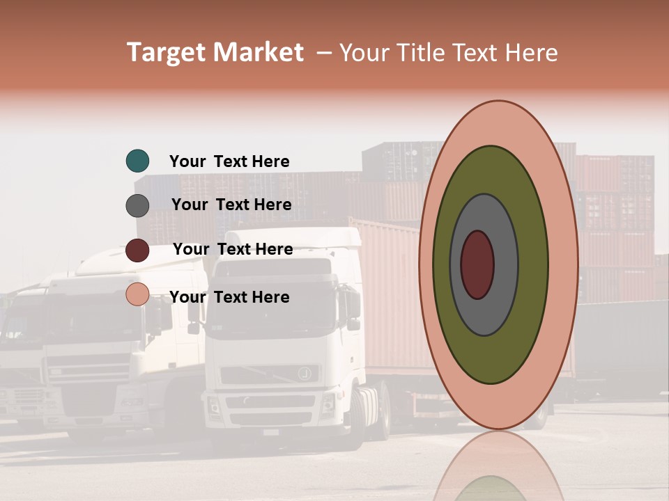 Trucks And Freight Containers In A Logistic Centre PowerPoint Template