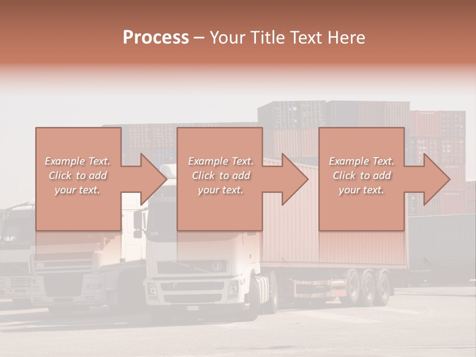 Trucks And Freight Containers In A Logistic Centre PowerPoint Template