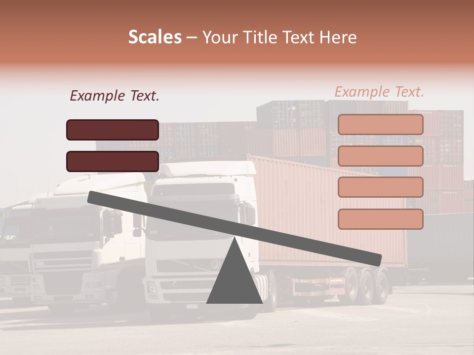 Trucks And Freight Containers In A Logistic Centre PowerPoint Template