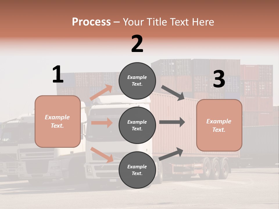 Trucks And Freight Containers In A Logistic Centre PowerPoint Template