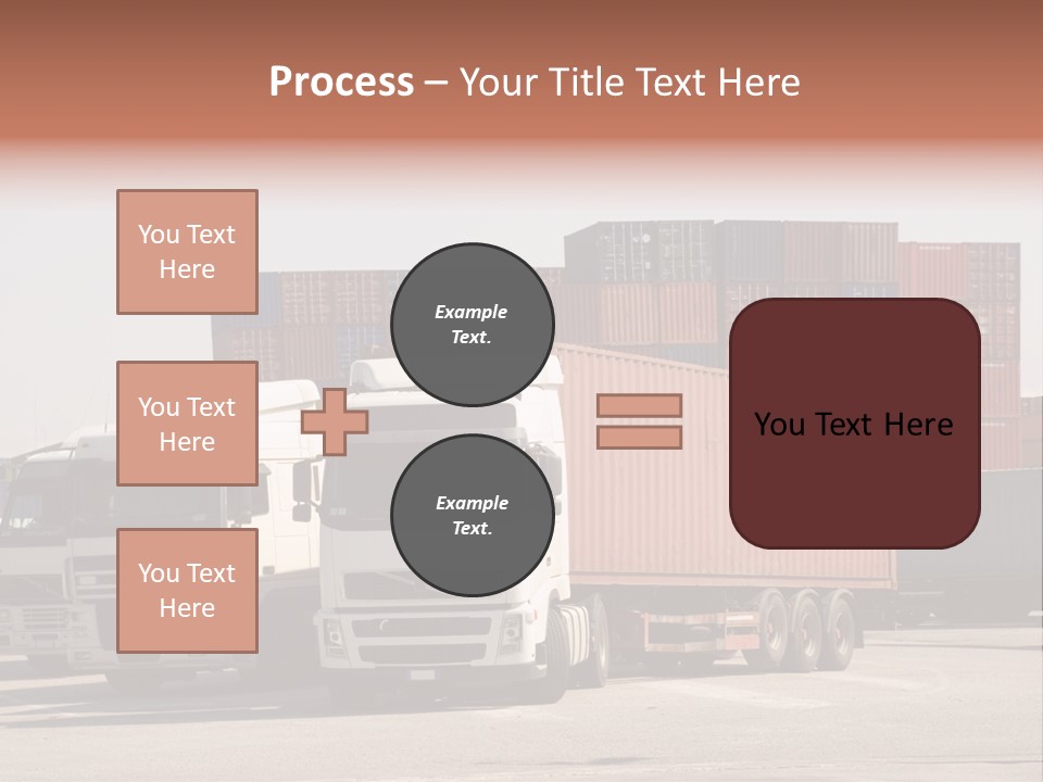 Trucks And Freight Containers In A Logistic Centre PowerPoint Template