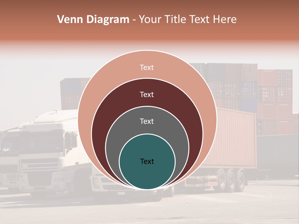 Trucks And Freight Containers In A Logistic Centre PowerPoint Template