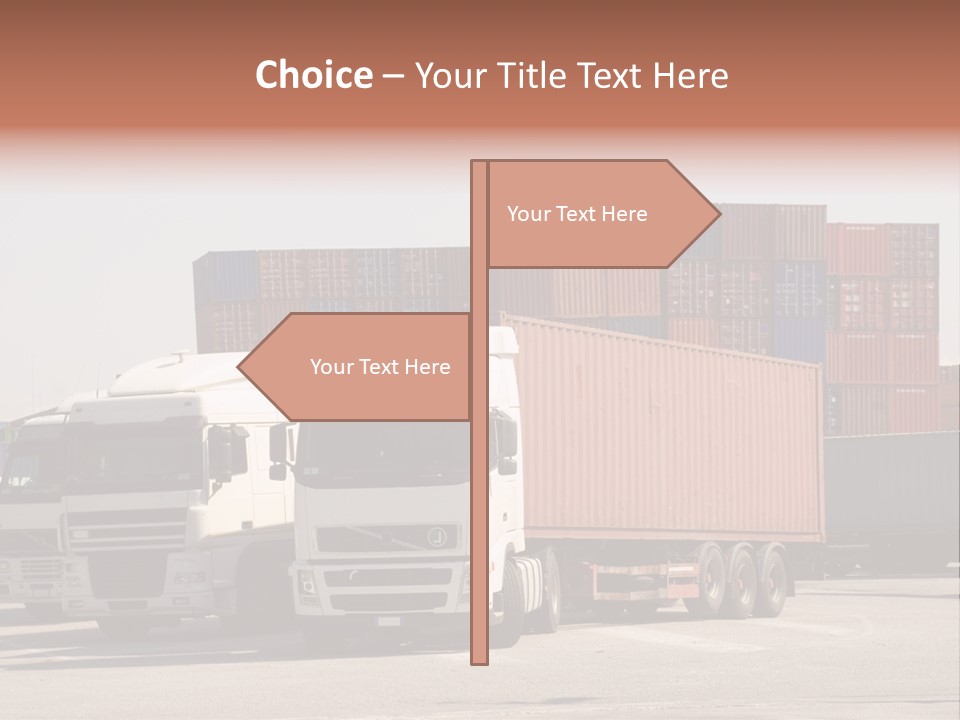 Trucks And Freight Containers In A Logistic Centre PowerPoint Template