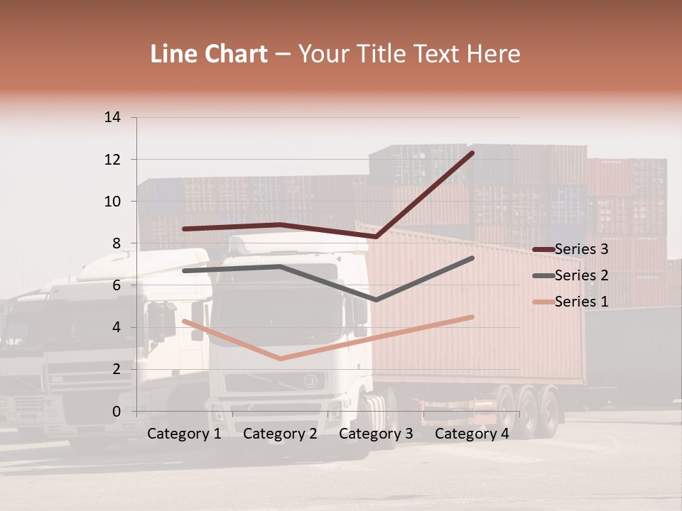 Trucks And Freight Containers In A Logistic Centre PowerPoint Template