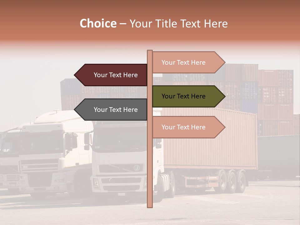 Trucks And Freight Containers In A Logistic Centre PowerPoint Template