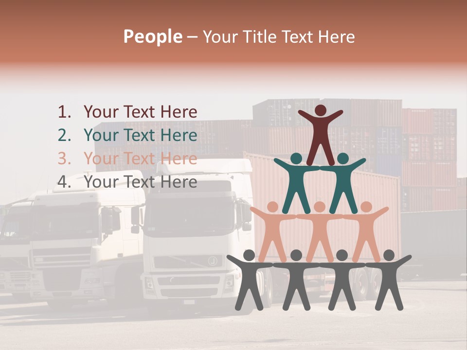 Trucks And Freight Containers In A Logistic Centre PowerPoint Template