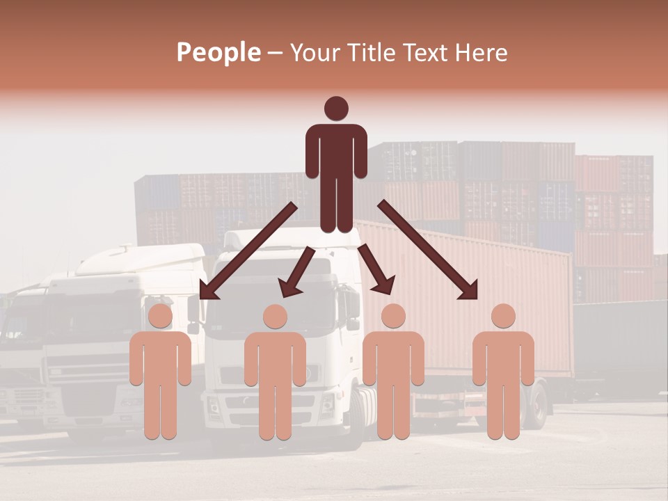 Trucks And Freight Containers In A Logistic Centre PowerPoint Template