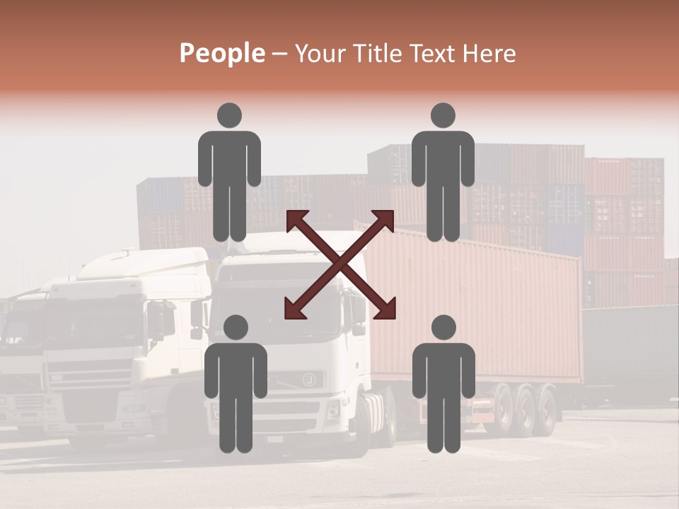 Trucks And Freight Containers In A Logistic Centre PowerPoint Template