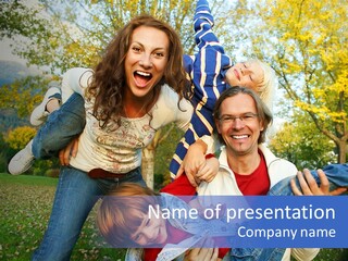 Family Time - Playful Family In The Park PowerPoint Template