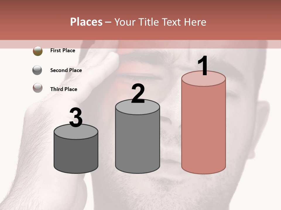 A Young Man Grasping His Head Where The Pain Is - A Killer Headache Or Migraine. PowerPoint Template