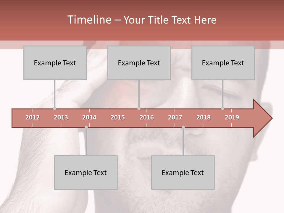 A Young Man Grasping His Head Where The Pain Is - A Killer Headache Or Migraine. PowerPoint Template