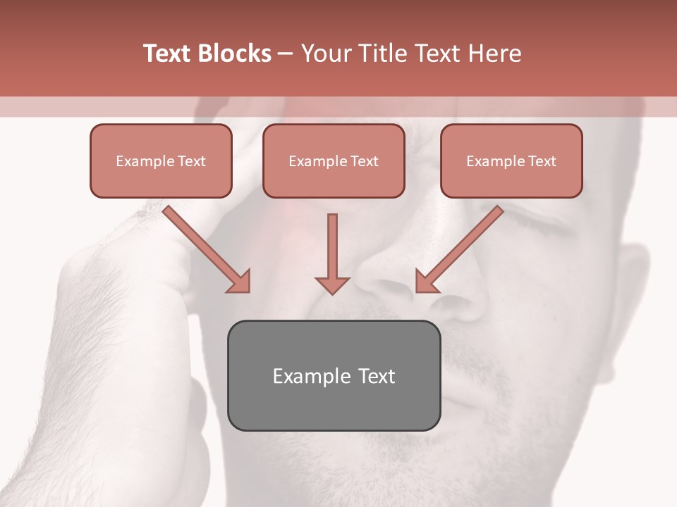 A Young Man Grasping His Head Where The Pain Is - A Killer Headache Or Migraine. PowerPoint Template