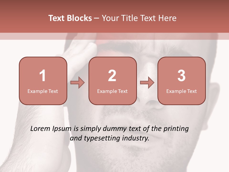 A Young Man Grasping His Head Where The Pain Is - A Killer Headache Or Migraine. PowerPoint Template