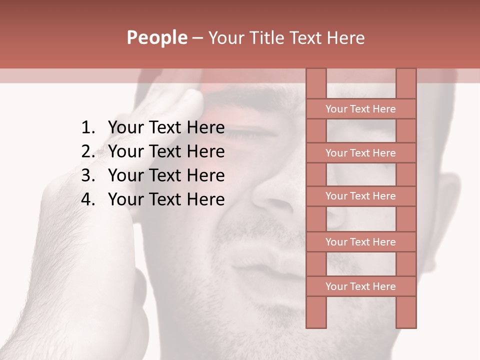 A Young Man Grasping His Head Where The Pain Is - A Killer Headache Or Migraine. PowerPoint Template