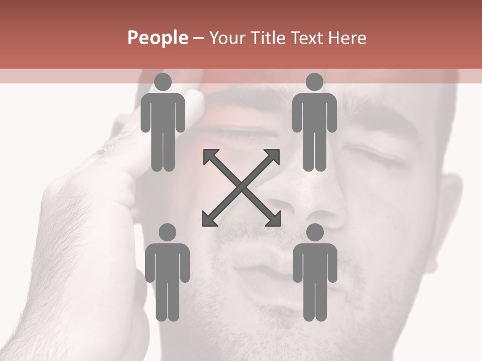 A Young Man Grasping His Head Where The Pain Is - A Killer Headache Or Migraine. PowerPoint Template