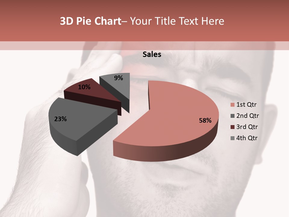 A Young Man Grasping His Head Where The Pain Is - A Killer Headache Or Migraine. PowerPoint Template