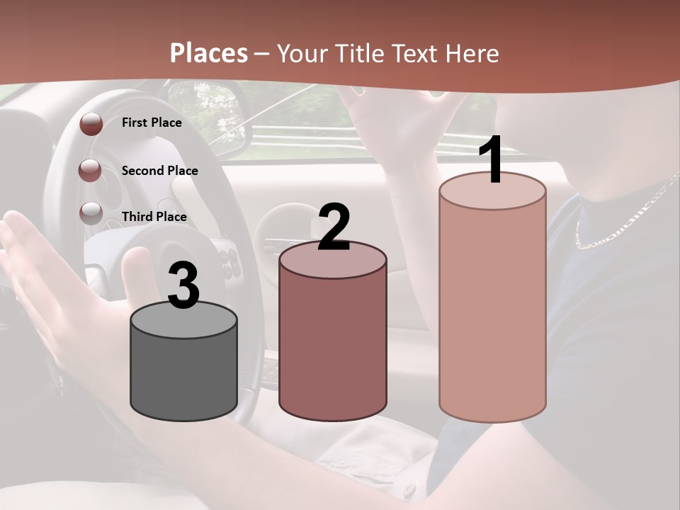 A Young Man Seems To Be Experiencing Some Road Rage While Driving. PowerPoint Template