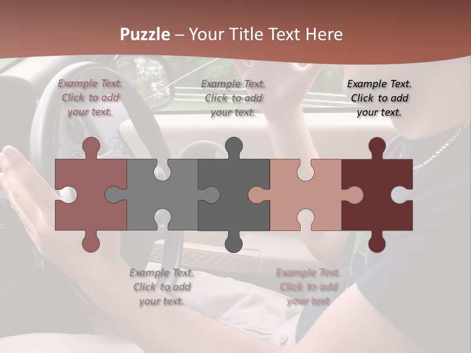 A Young Man Seems To Be Experiencing Some Road Rage While Driving. PowerPoint Template