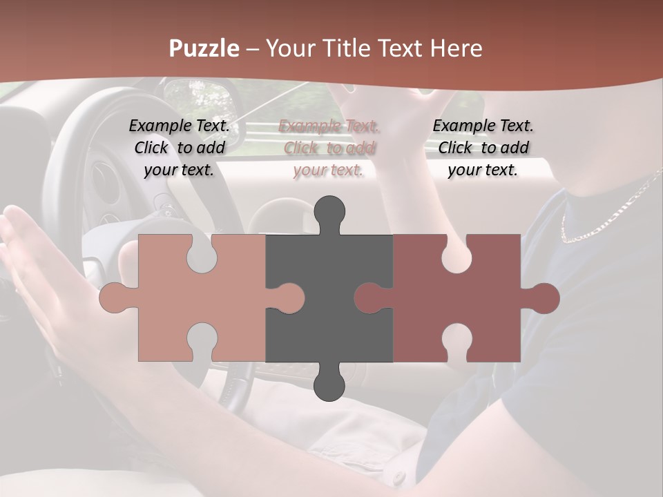 A Young Man Seems To Be Experiencing Some Road Rage While Driving. PowerPoint Template