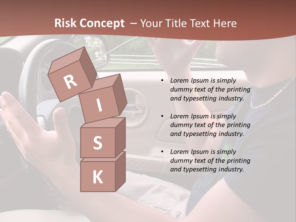 A Young Man Seems To Be Experiencing Some Road Rage While Driving. PowerPoint Template