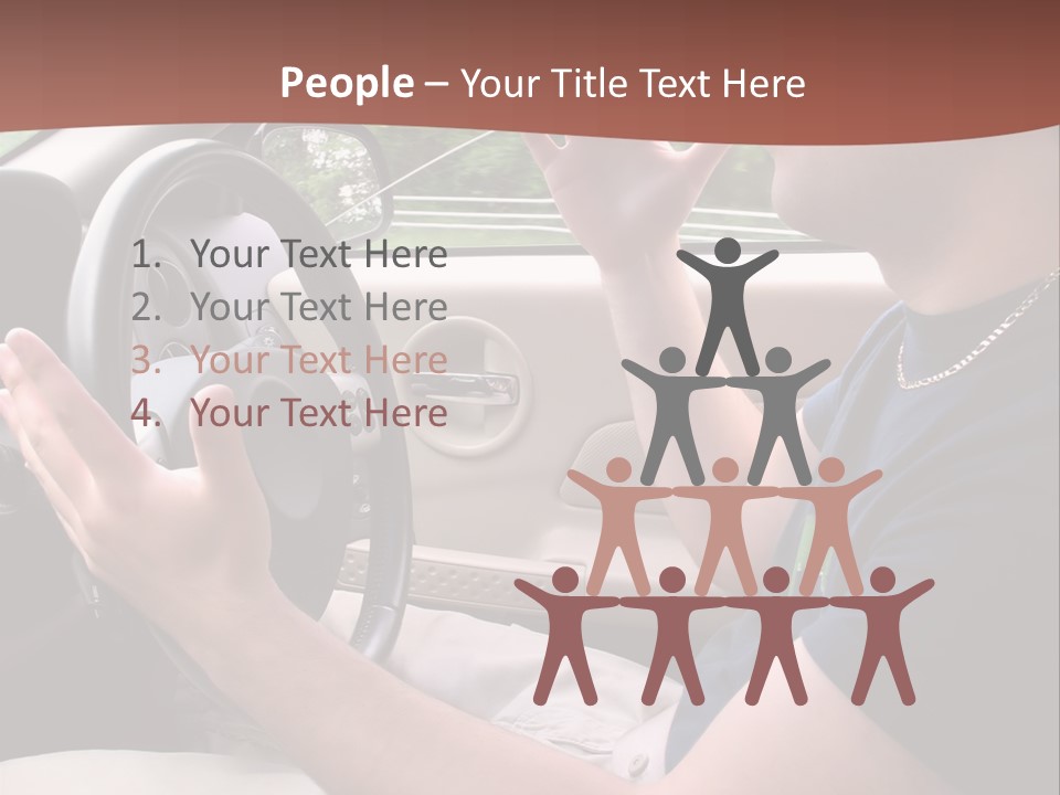 A Young Man Seems To Be Experiencing Some Road Rage While Driving. PowerPoint Template