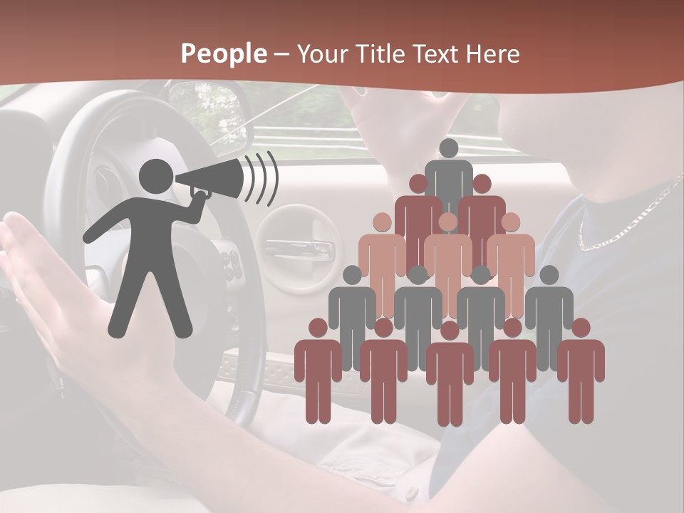 A Young Man Seems To Be Experiencing Some Road Rage While Driving. PowerPoint Template